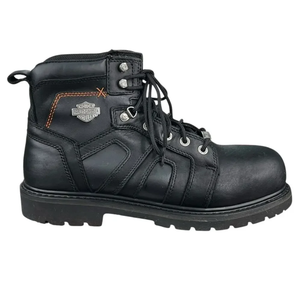 Harley Davidson Men’s Chad Black Leather Steel Toe Moto Boot Size US 12